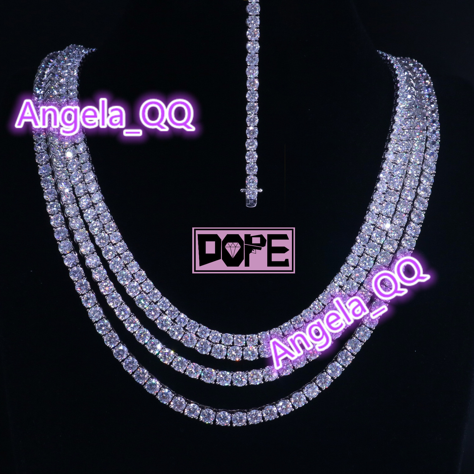 Ready to Ship 3mm 4mm 5mm Moissanite Tennis Necklace 925 Sterling Silver VVS Moissanite Tennis Chain