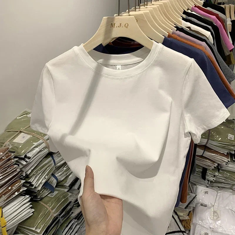Solid Color Women T Shirts Comfortable Summer Tee Shirt All-Match Multicolor Streetwear Loose Short Sleeve for Female 250527