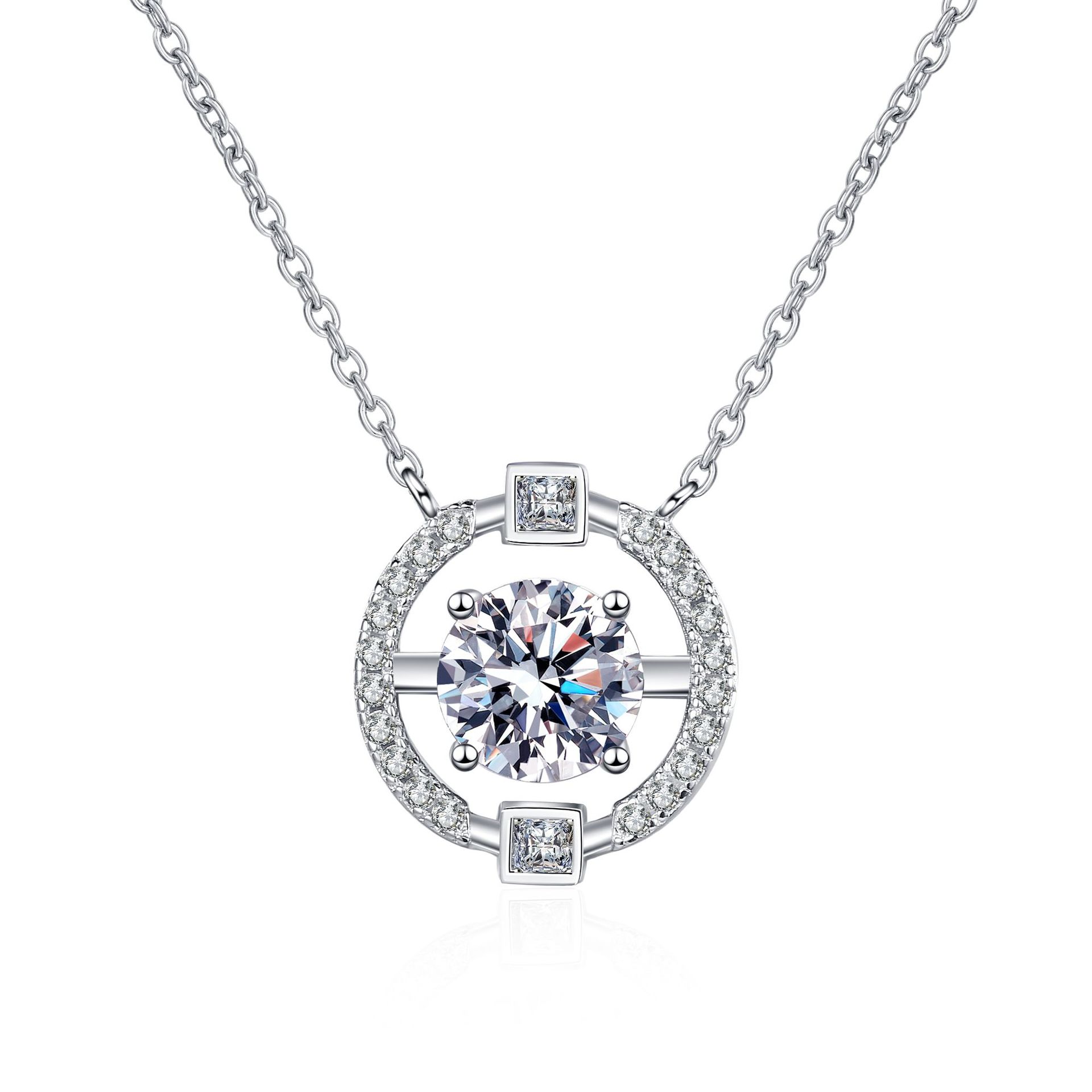 925 Sterling Silver Moissanite Necklace for Women, Simple Minimalist Pendant, Korean Style Fashion Necklace, Trendy Jewelry for Daily Wear
