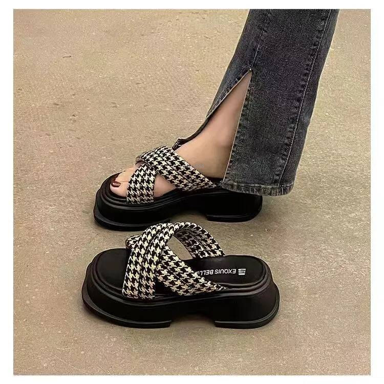 Outdoor Beach Free Shipping New Slides Designer Slippers Womans Sandals Slipper White Platform Houndstooth Outdoor Indoor Shoes Women Slide