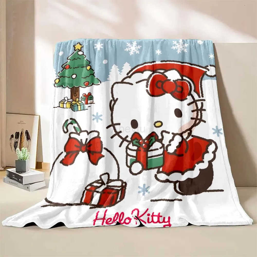 Sanrio Hello Kitty Christmas Printed Blanket for Home Travel Sofa Soft and Comfortable Blanket for Adults and Kids Holiday Gifts H251201