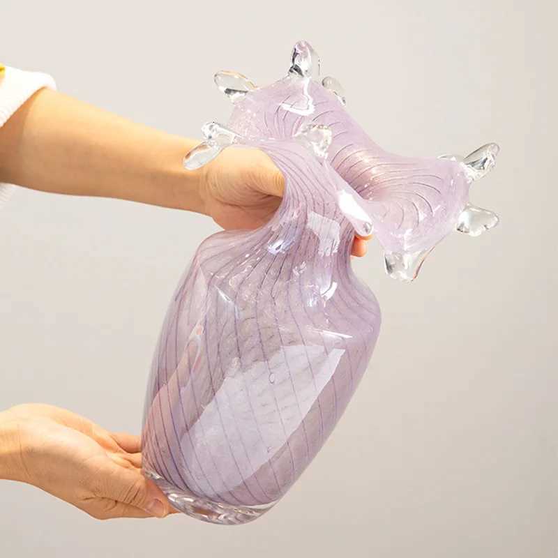 Vase ple Wavy Pleats Flower Vase Flower Arrangement Accessories Hydroponics Terrarium He Decoration Accessories Y251201