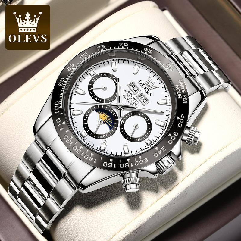 OLEVS Designer Luxury Men's Watch Fashion Sun Moon Night Light Waterproof Mechanical Watch Versatile Outdoor Sports Watch Free Shipping Wholesale