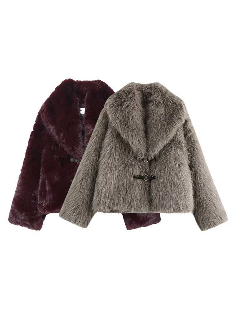 HH Female New Winter Lapel Artificial Fur Thickened Warmth Light Luxury Fashion Retro Temperament Women Short Jacket 2026T251201