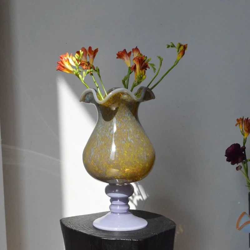 French Retro Vase Tall Lily of The Valley Wind Lamp Vase Premium Flower Arrangement Ornament Floreros Altos Y251201