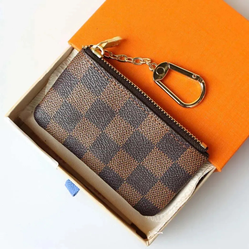 Designer Keychain Wallet Key Chain Hang Bag Charm Keyring Keychains hang Leather Designers Women Men Coin Purse Alloy Pendant Key Ring with box