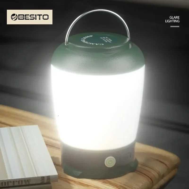 Portable Camping Lanterns Rechargeable 3 Color Dimmable Tent Light Outdoor Waterproof Flashlight Emergency Work Lamp For Fishing M251201