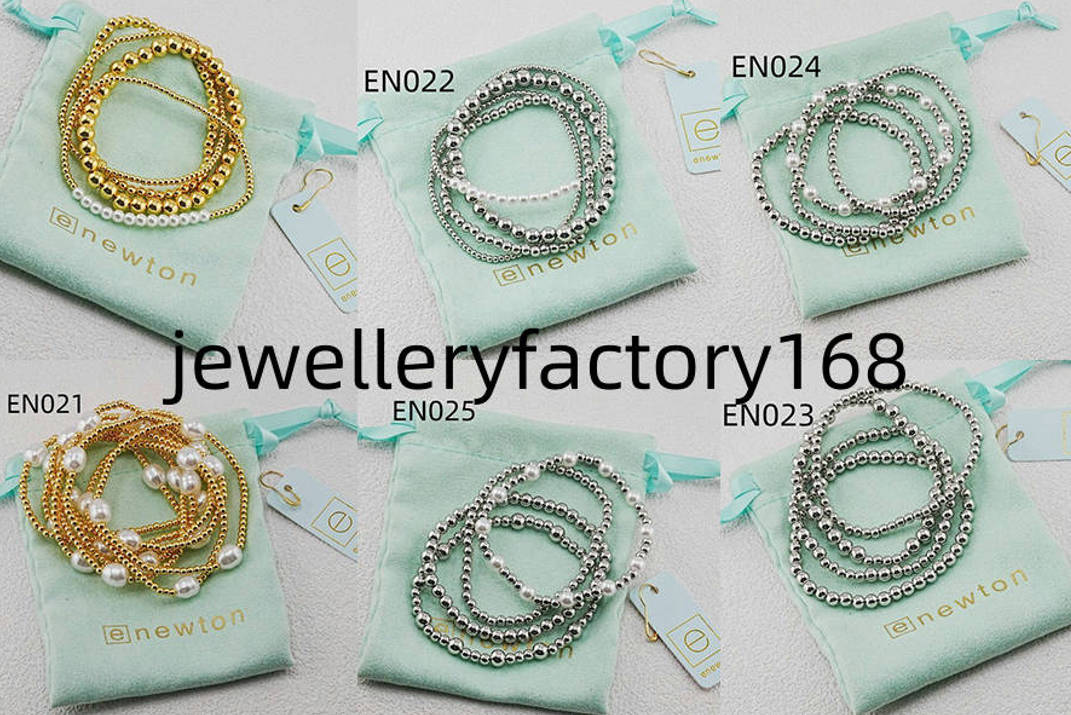 High Quality Enewton Classic Pearl Beads Real Gold Filled Cross Bracelet Bangle Cuff Brand Birthday Gift ENZ15