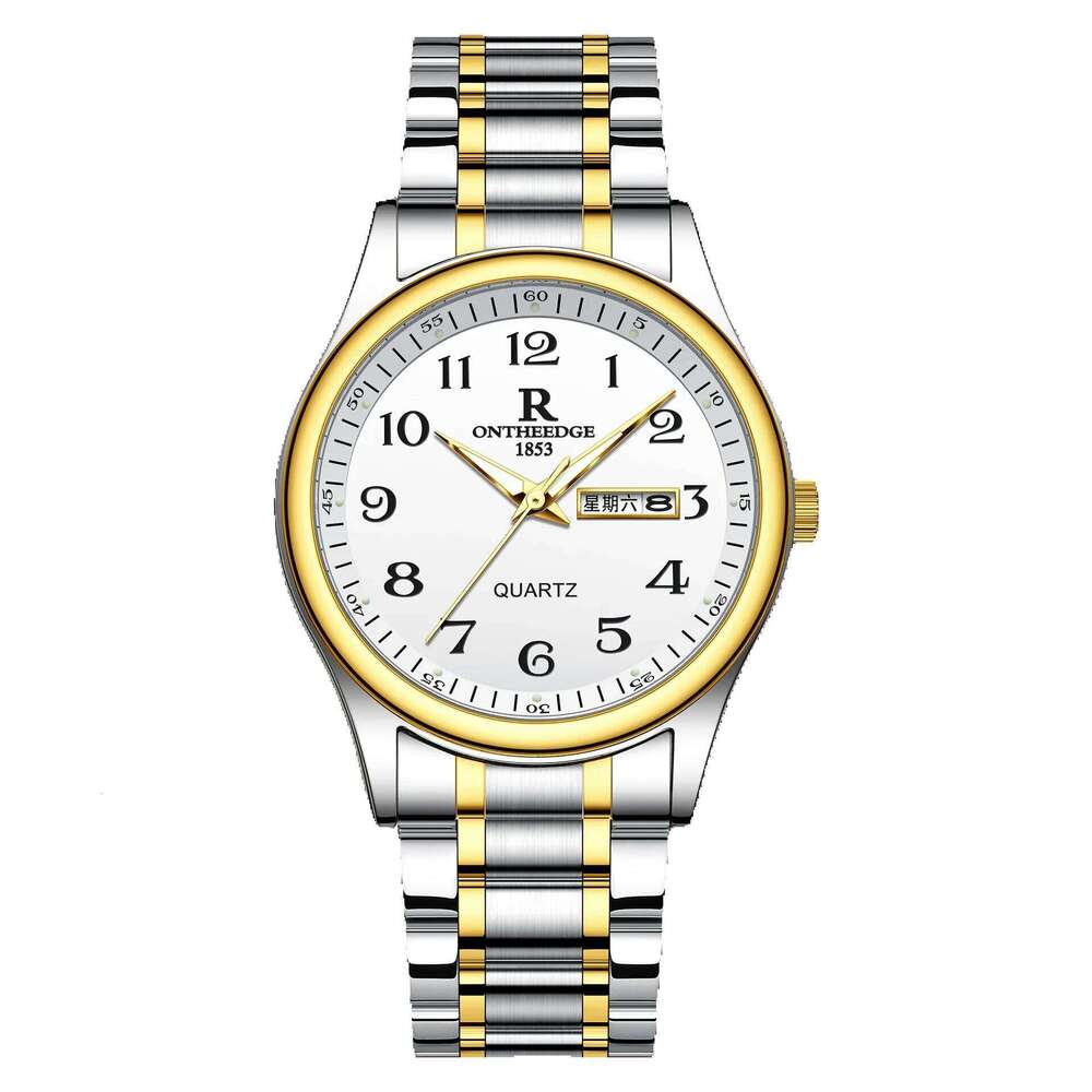Gold Waterproof Luminous Dial Large Numbers Quartz Watch