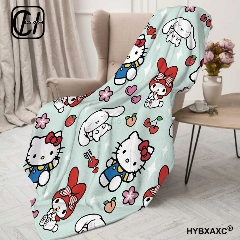 Sanrio Adult Soft Blankets Hello Kitty Plush Blanket Bed Sheet Cartoon Aircondition Nap Blanket Spring Fluffy Quilt H251201
