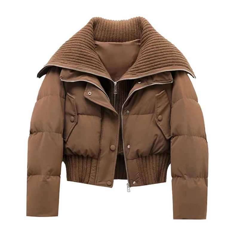 YIBASHU Autumn Winter Women Fake Two Pieces Padded Jacket Turn-down Collar Crop Down Jacket Korean Thick Parkas Outwears DesigneT251201