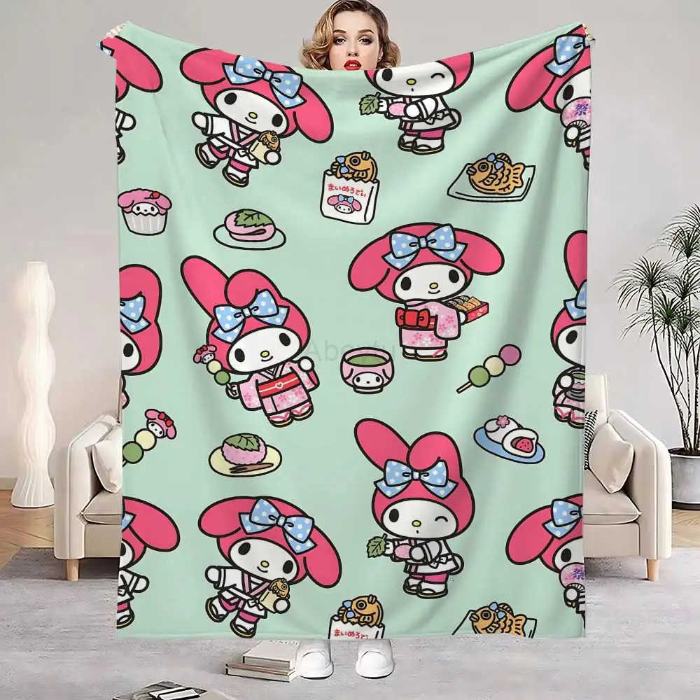 Sanrio Kawaii Pink Rabbit Anime Blanket School Decorative Bed Blankets Bedroom Decoration Home Bedspread the Sofa Throw Warm Winter Nap H251201