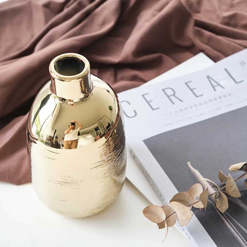 Ceramic Vase Gold Bed Grain Ceramic Handicraft Flower Vase Floral Arrangement Accessories He Decoration Accessories Y251201