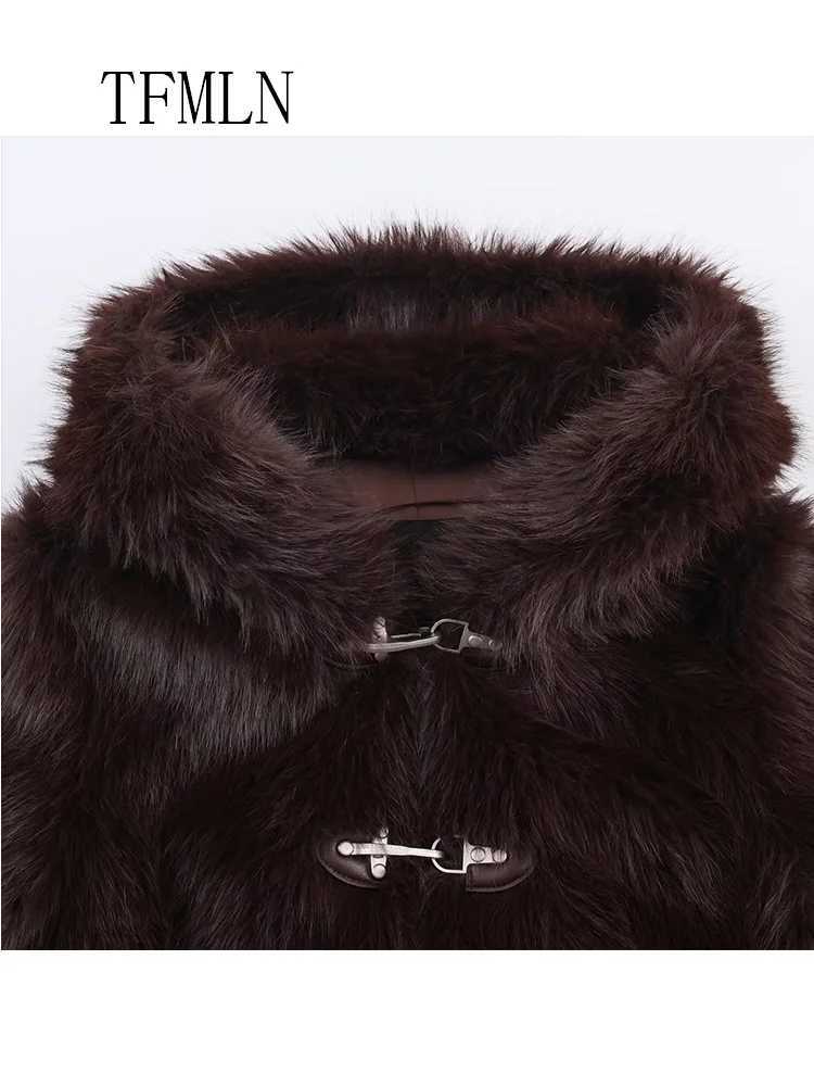 2025 Autumn Winter Women Faux Fur Jackets Luxury Thick Warm Hooded Loose Fur Coats Chic Causal Fashion Girls Furry OvercoatT251201