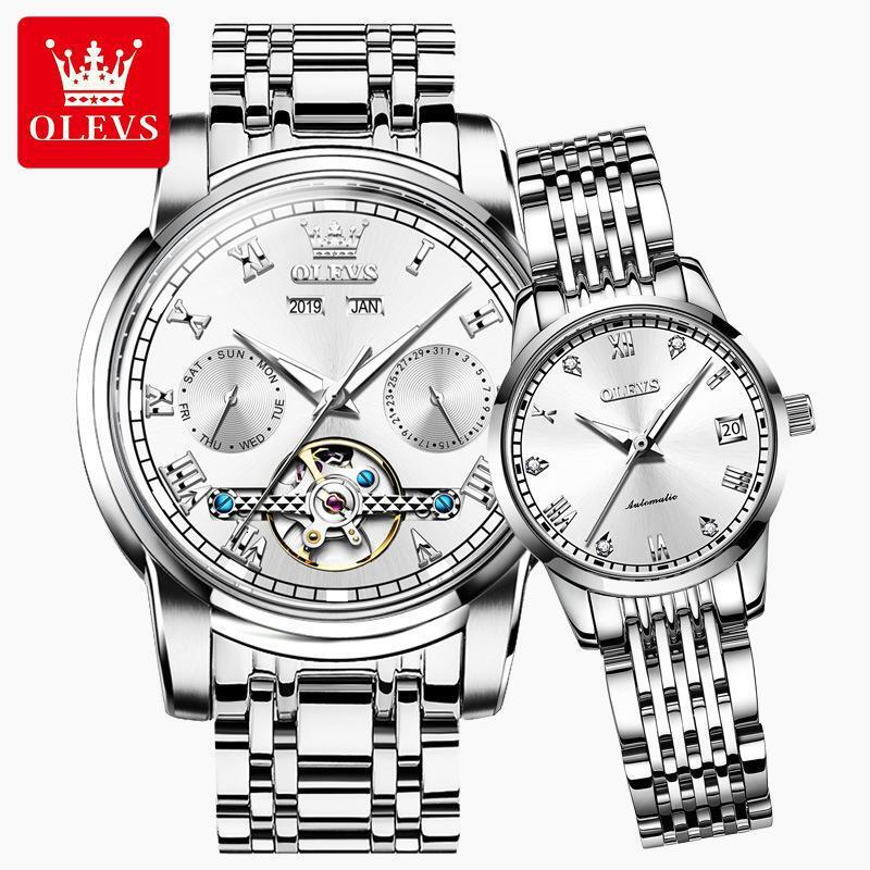 OLEVS Designer Classic Integrated Automatic Mechanical Watch Luxury Outdoor Sports Wedding Couple Watch Hollowed Out Men's And Women's Watch
