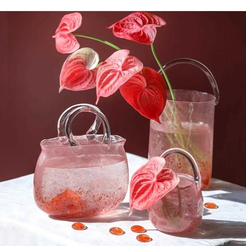 Vase Hand Basket Bag Clear Bottle Terrarium Flower Hydroponics He Decoration Accessories Vases Pots Y251201
