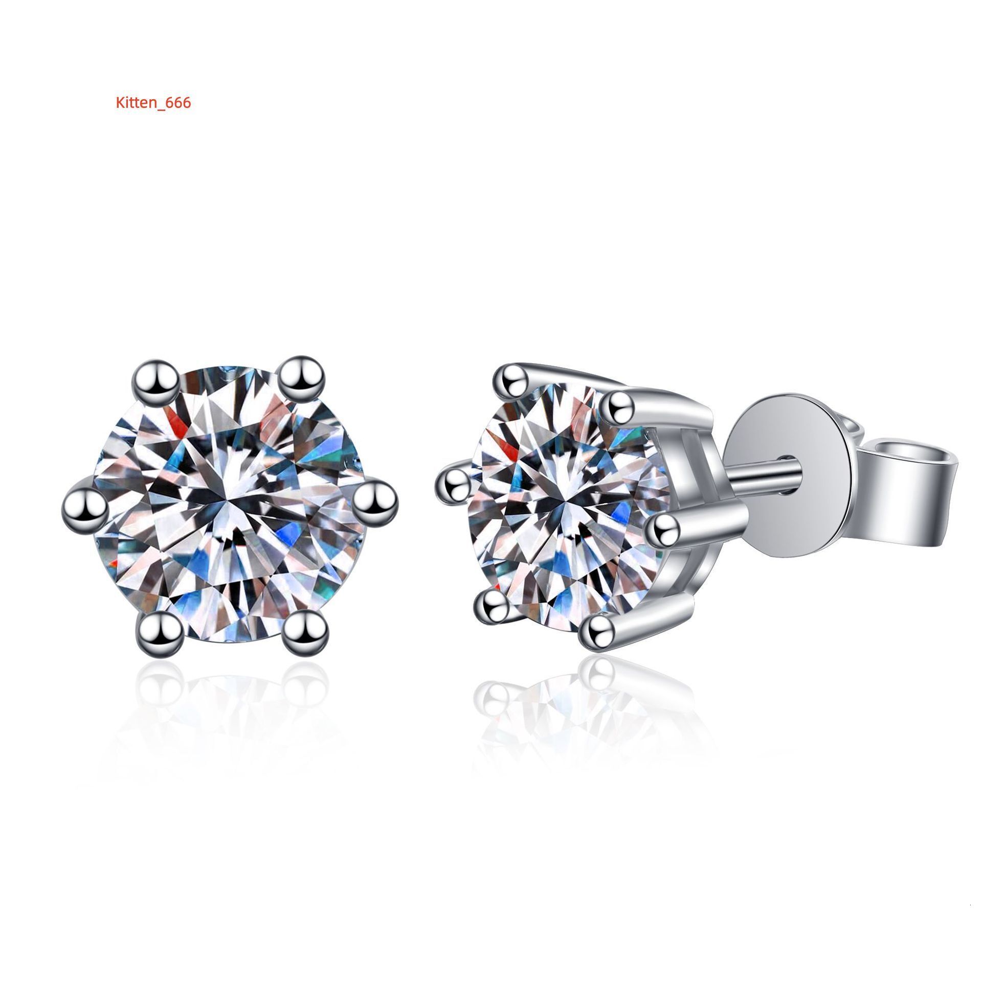 Luxurious 925 Sterling Silver Jewelry Classic Stud Earrings 1/2/4 Ct Moissanite Diamond Earrings for Women