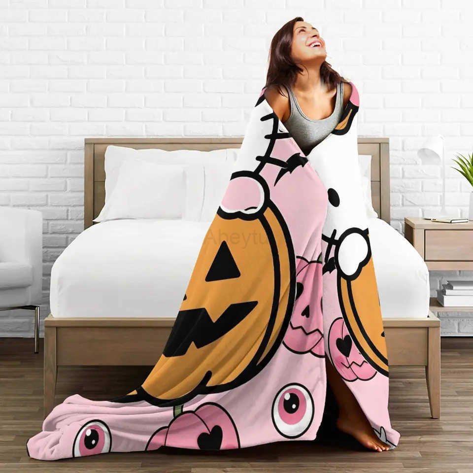 Sanrio Hello Kitty Halloween Blanket Quality Warm Soft Throw Blanket Winter Girls Boys Couch Chair Sofa Bed Street Trend Bedspread H251201