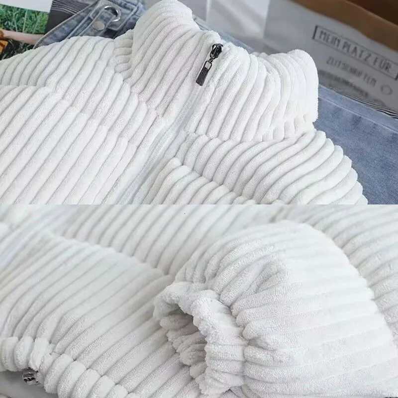 2024 New Winter Warm Thick Parkas Women Fashion Loose Crop Jacket Female Black Cotton Padded Corduroy Elegant Zipper Coat TopsT251201