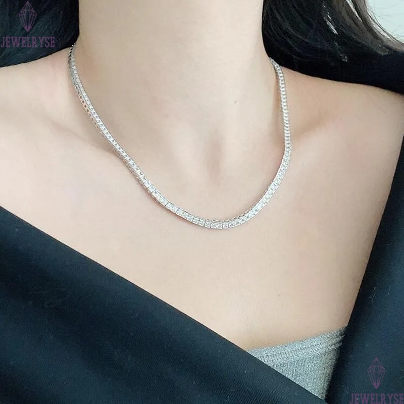 Pendant Necklaces Real 4mm With GRA Sterg Sier Moissanite Tennis Necklace Women Men Chain Fine Jewelry NecklacePendant