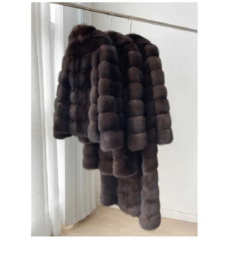 2025 Winter Womens New Dark Brown Mink Fur Lapel Fur Short Outwear Ladylike Luxury Fashion Classy Outwear Environmentally Friendly Fur Top Must-Have I