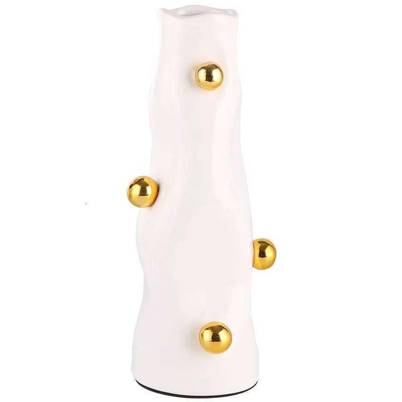 Resin Vase Abstract Golden Ball Art Deco Bead Point Tabletop Ornament Flower Vase Floral Arrangement Accessories He Decoration Y251201
