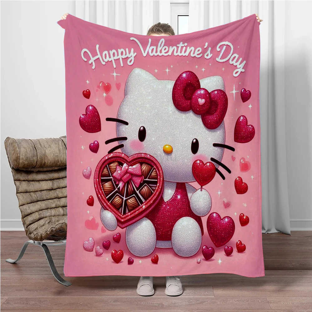 Sanrio 31 Style Hello Kitty Cartoon Soft 3D Cute Flannel Blanket Throw Blanket for Living Room Bedroom Bed Sofa Picnic Kids Gift H251201