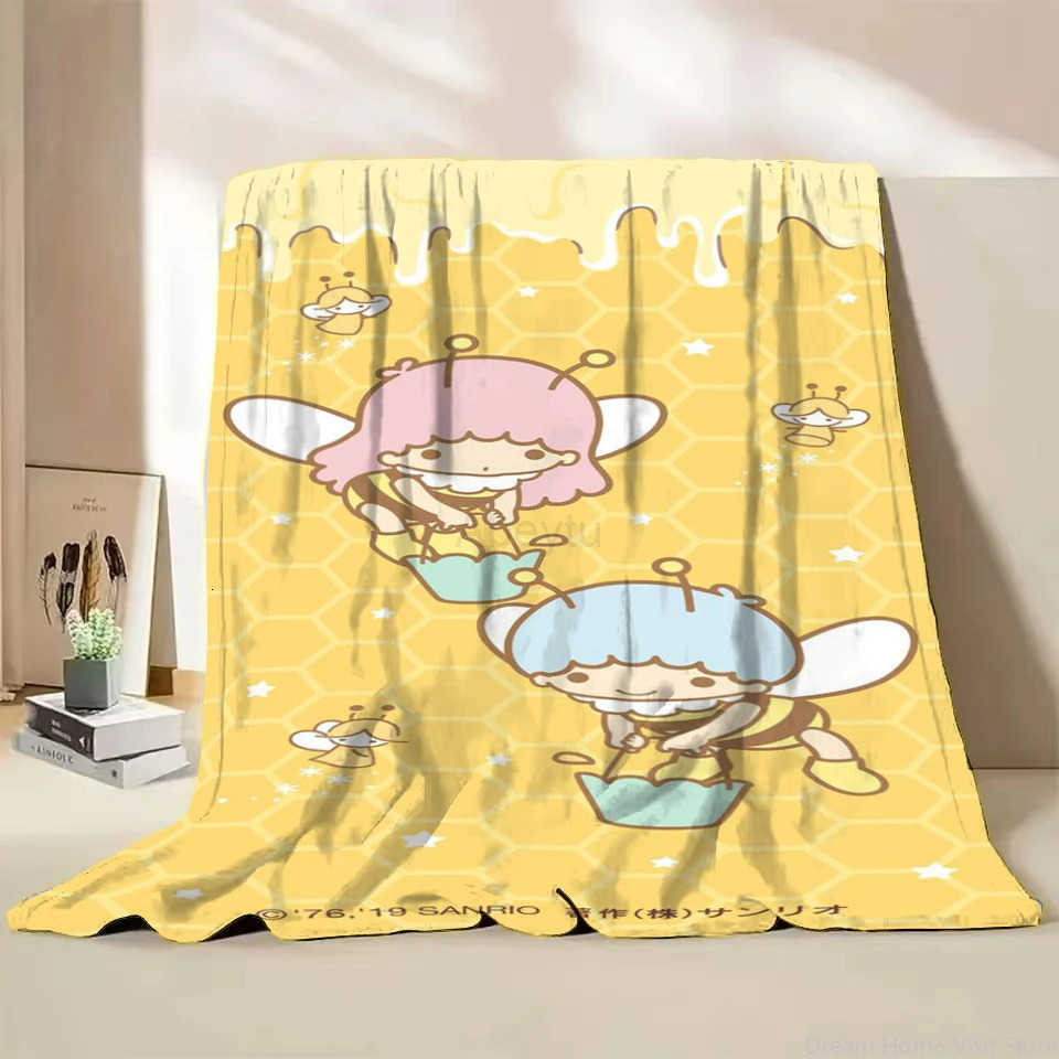 Sanrio Little Twin Stars Flannel Fluffy Throw Blanket for Home Bedroom Bed Sofa Lunch Break Picnic Travel Cover Blanket Kid Gift H251201