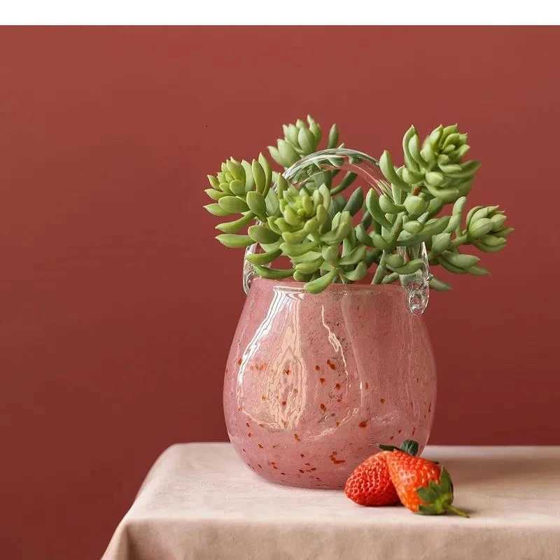 Vase Hand Basket Bag Clear Bottle Terrarium Flower Hydroponics He Decoration Accessories Vases Pots Y251201