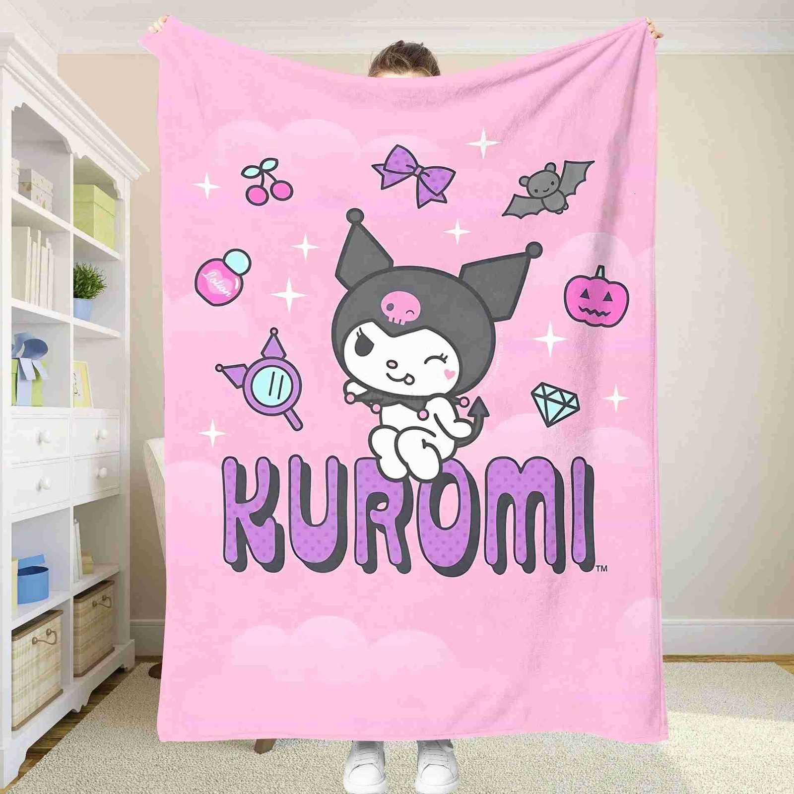 Sanrio Double Bed Blankets and Throws K-Kuromis Fluffy Soft Blankets for Decorative Sofa Blanket Summer Comforter Bedspread on the Bed H251201