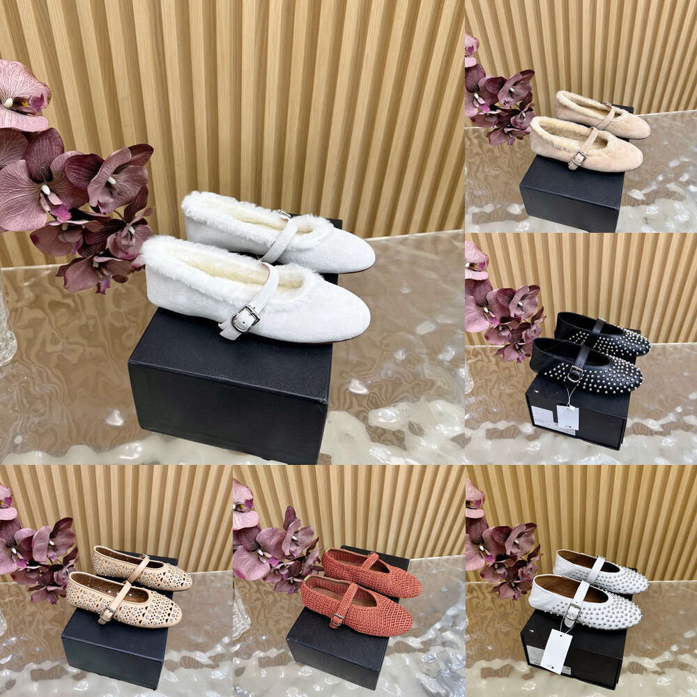 10A Designer flats alala Luxury Mary Jane Mirror quality fishnet ballet shoes Suede Leather Womens Lady Fashion Leisure formal outdoor sports walk shoe ballet flat