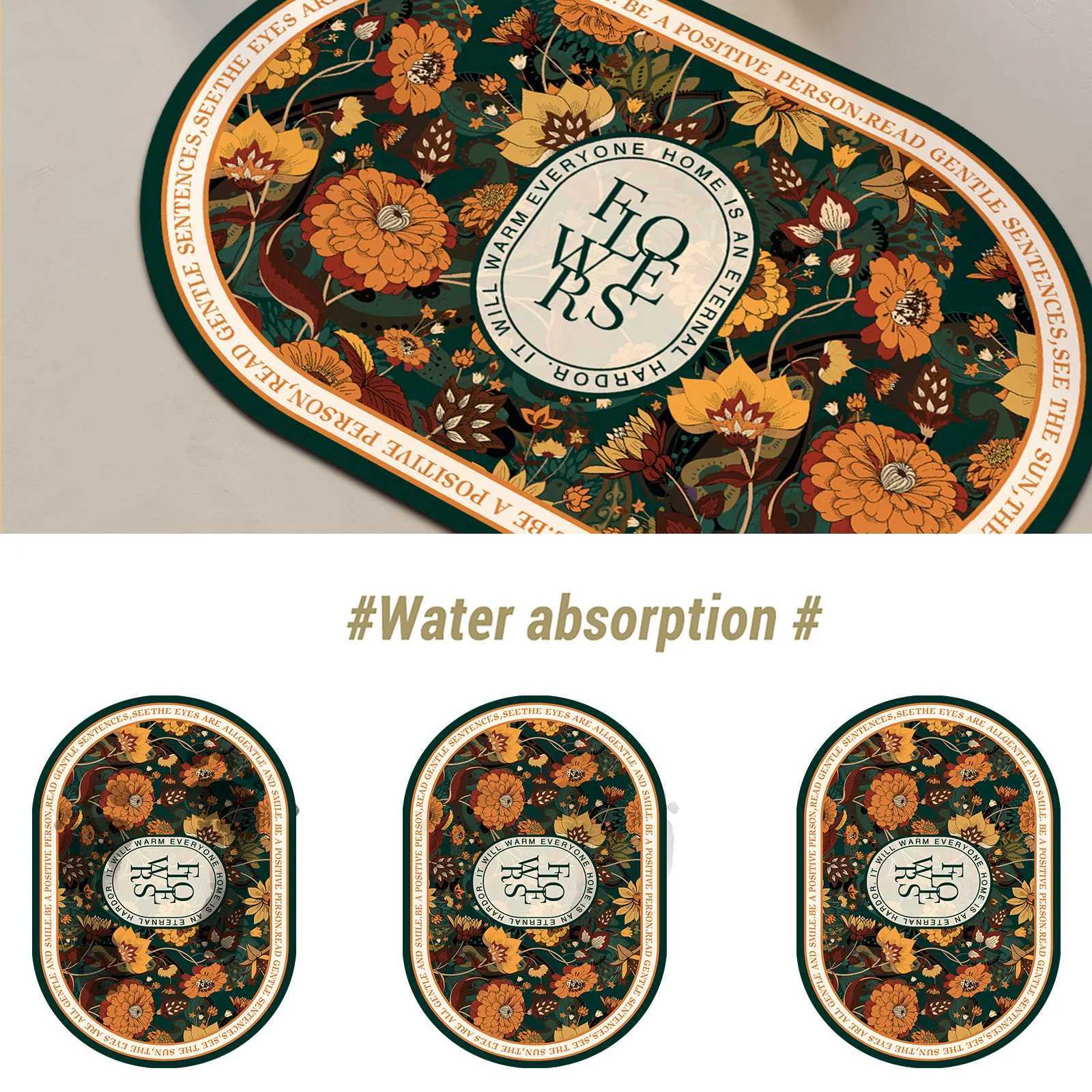 Floral Bathro Bath Mat Quick Dry Non-slip Foot Mats Super Absorbent Shower Rugs Toilet Pad Doormat Washable H251129