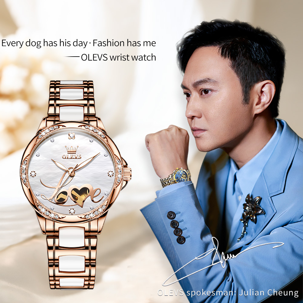 OLEVS Designer Women's Watch LOVE Skeletonized Sports Waterproof Casual Business Diamond Luminous Luxury Temperament Sports Watch Free Shipping W