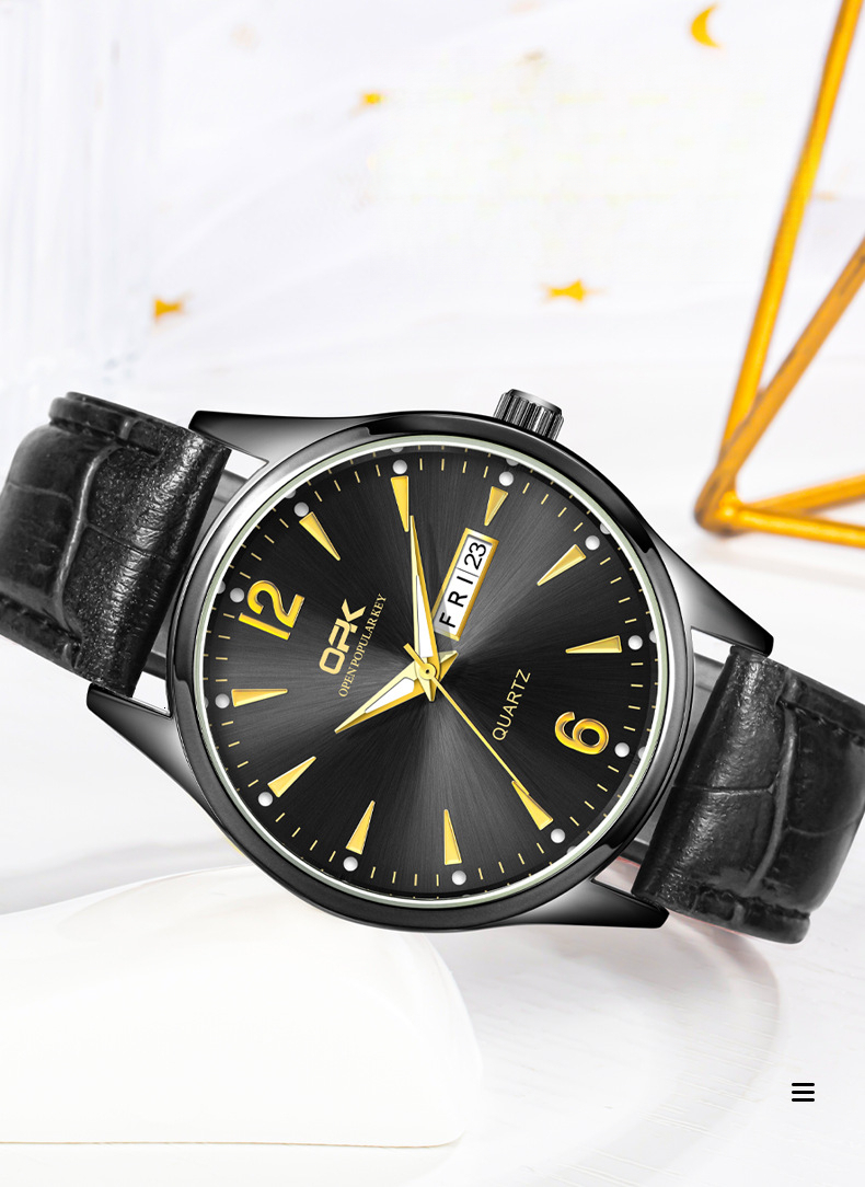 OPK Free Shipping New Designer Watch One Piece Dropshipping Hot Selling Simple Business Dual Calendar Quartz Watch Men's Watch Male Watch