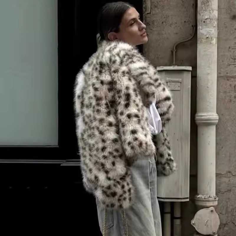Trendix Faux Fur Leopard Print Coat For Women Winter New Warm Long Sleeve Jacket Cardigan Party Fashion Street Casual OuterwearT251201