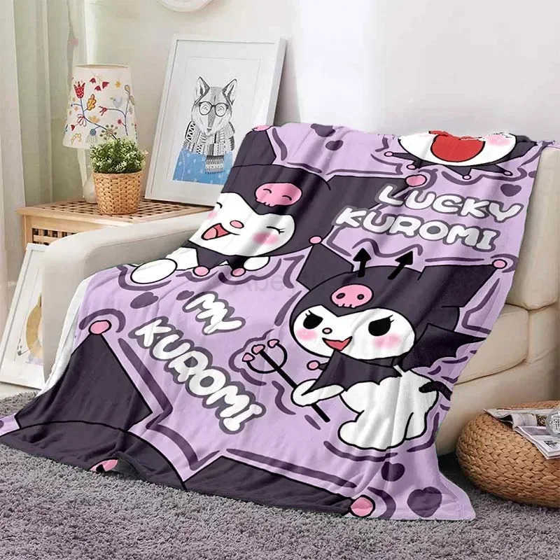 Sanrio Kuromi Printed Blanket Children Adult Blanket Soft and Warm Bedding for Bed Sofa Outdoor Travel Cover Blanket H251201