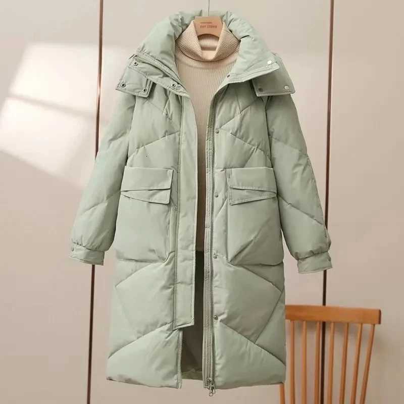 2025 New Women Long Down Cotton Jacket Korean Loose Cotton Coat Winter Thicken Warm Women Parkas Winter Outwear Hooded CoatT251201