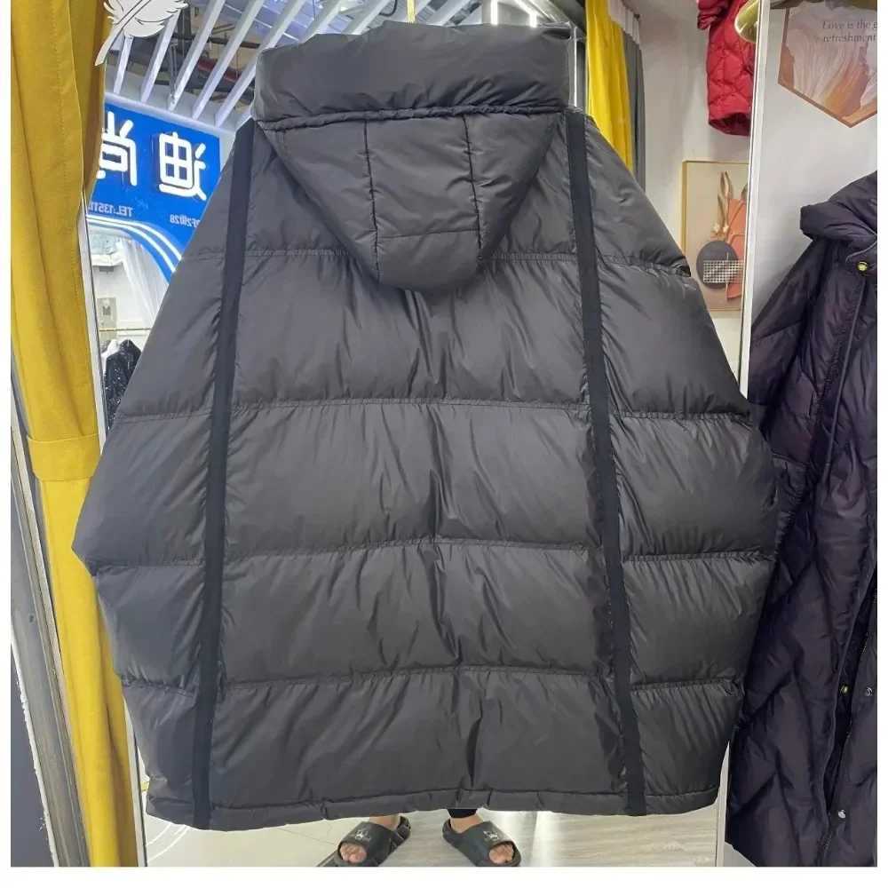 Oversize White Duck Coat 2024 New Autumn Winter Loose Warm Outerwear Hood Korean Style Coat Down Jacket Women Casual Office LadyT251201