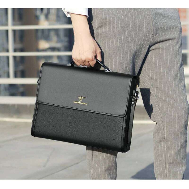 Famous Brand Luxury Bag Designer Leather Briefcases For Men Work Business Tote Bolsas Black Handbag Shoulder Lawyer Square A Side Crossbody