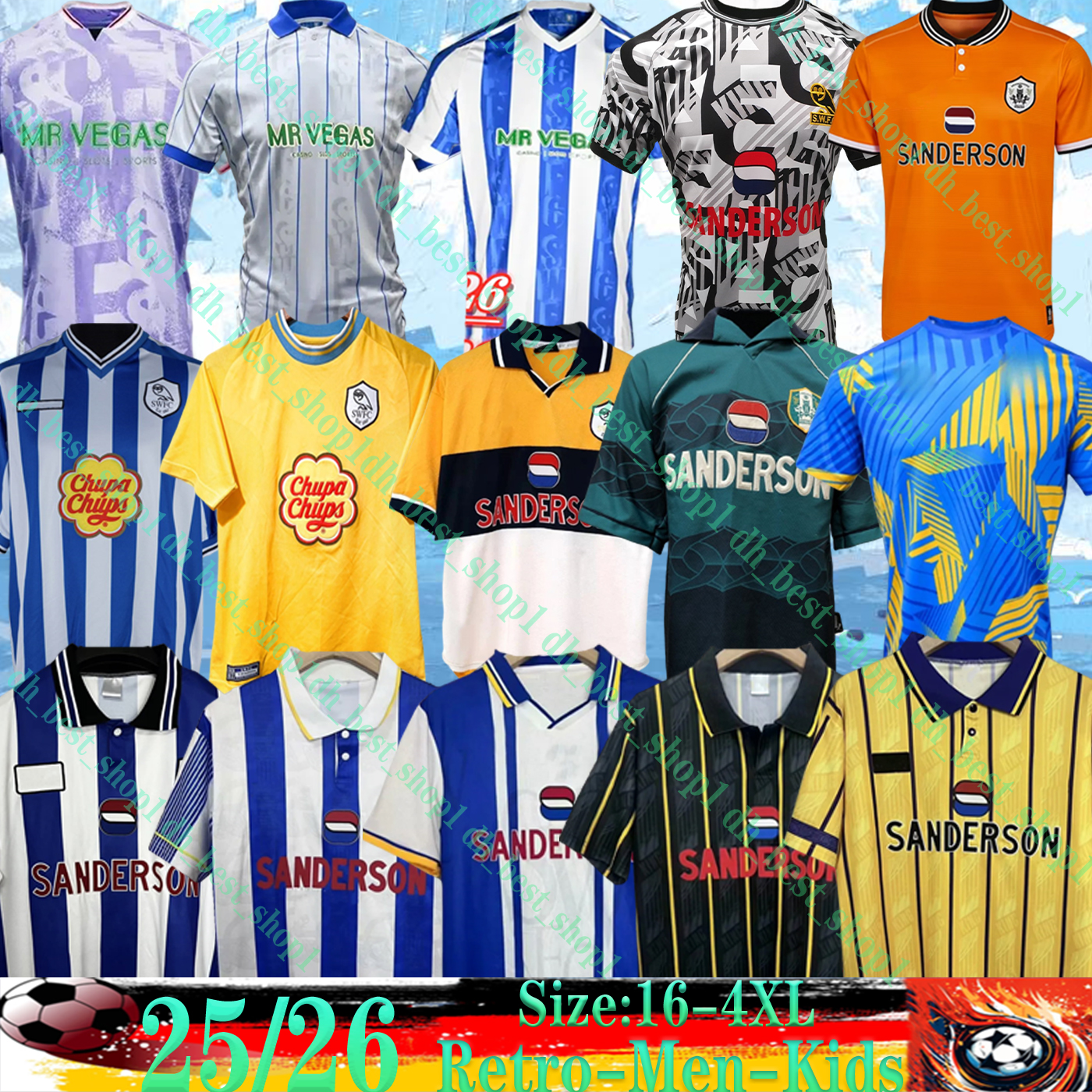 25 26 Sheffield Wednesday soccer jerseys Retro 91 93 94 95 97 98 99 01 Will Vaulks Callum Paterson Michael Smith Tyreeq Bakinson Mallik Wilks Men kids kit football suits