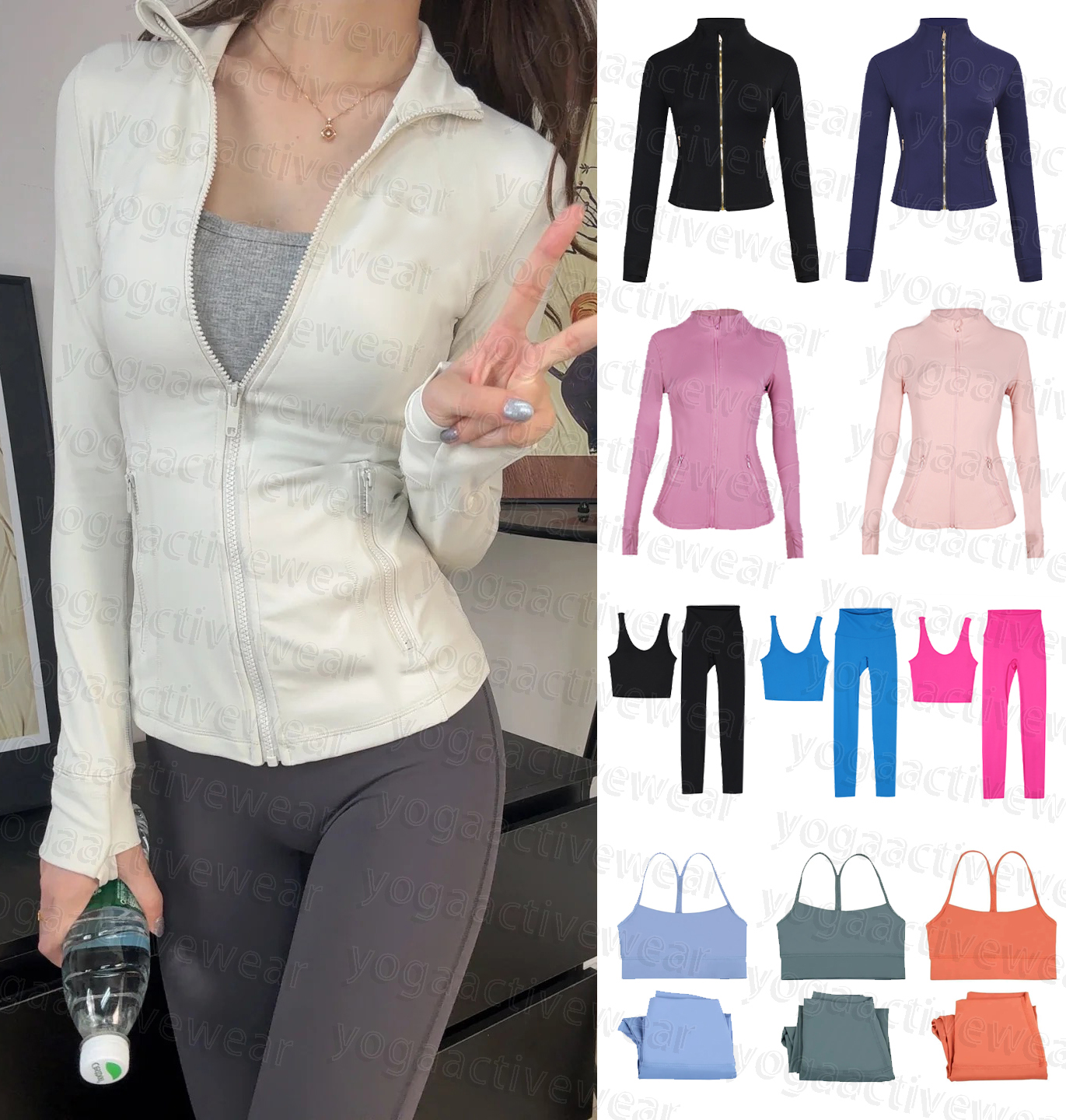 Premium Women Yoga Set Short Long Jackets Leggings Bell Bottom Pants Perfect for Photos Autumn Winter Travel Camping Everyday Wear jakets Set