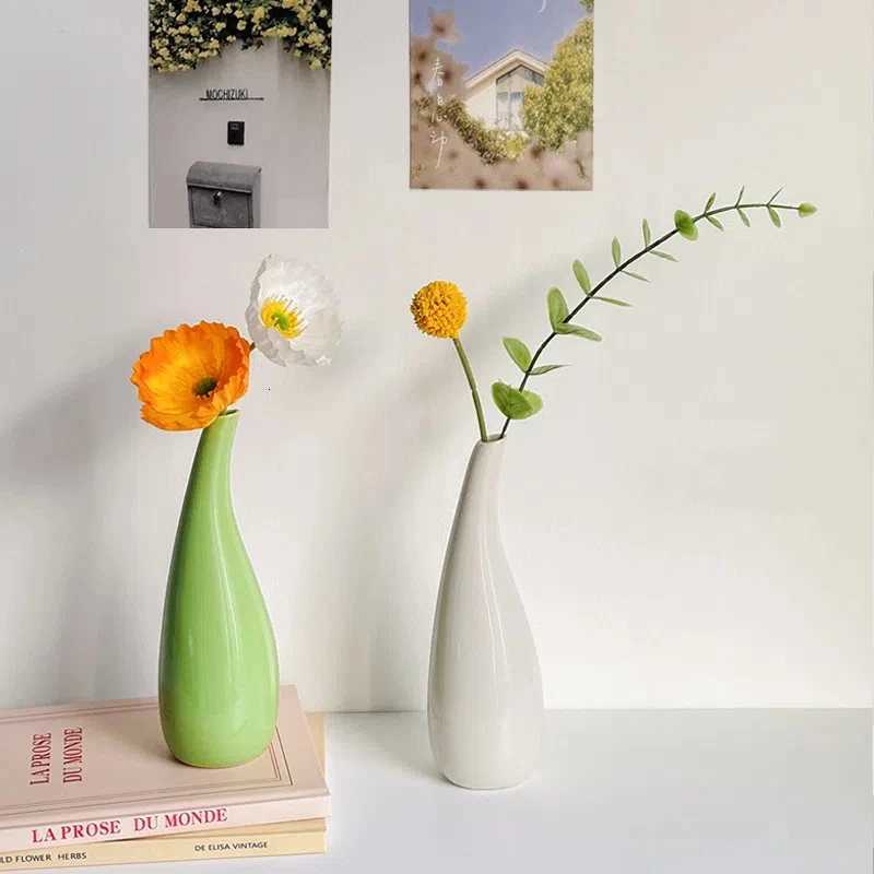 Ceramics Flower Vase Single Flower Branch Vase Creative Desk Table Decoration Ceramic Flower Bottle He Decor Decoracin Hogar Y251201