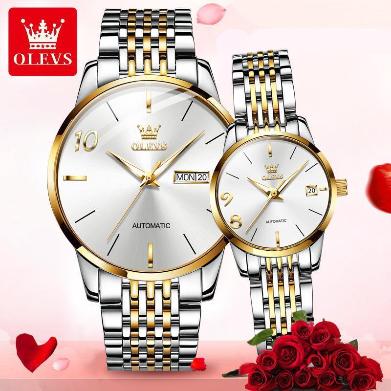 OLEVS Designer Watches 89 Never Separate 10 Meaningful Couple Watches Fully Automatic Mechanical Watches Luminous Couple Luxury Business Watches Free 