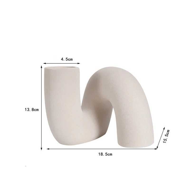 Ceramic Vase Curved Pipe Flower Arrangement Geetry Flower Vase Abstract Craft Ornaments Flowerpot He Decoration Accessories Y251201