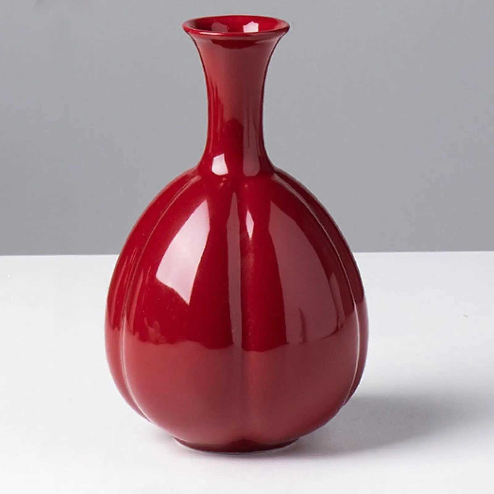 Red Ceramic Vase Decorative Vases Creative Flower Vases for Entrance Bookshelf Farmhouse Ceramic Red Vase Creative Living Ro Y251201