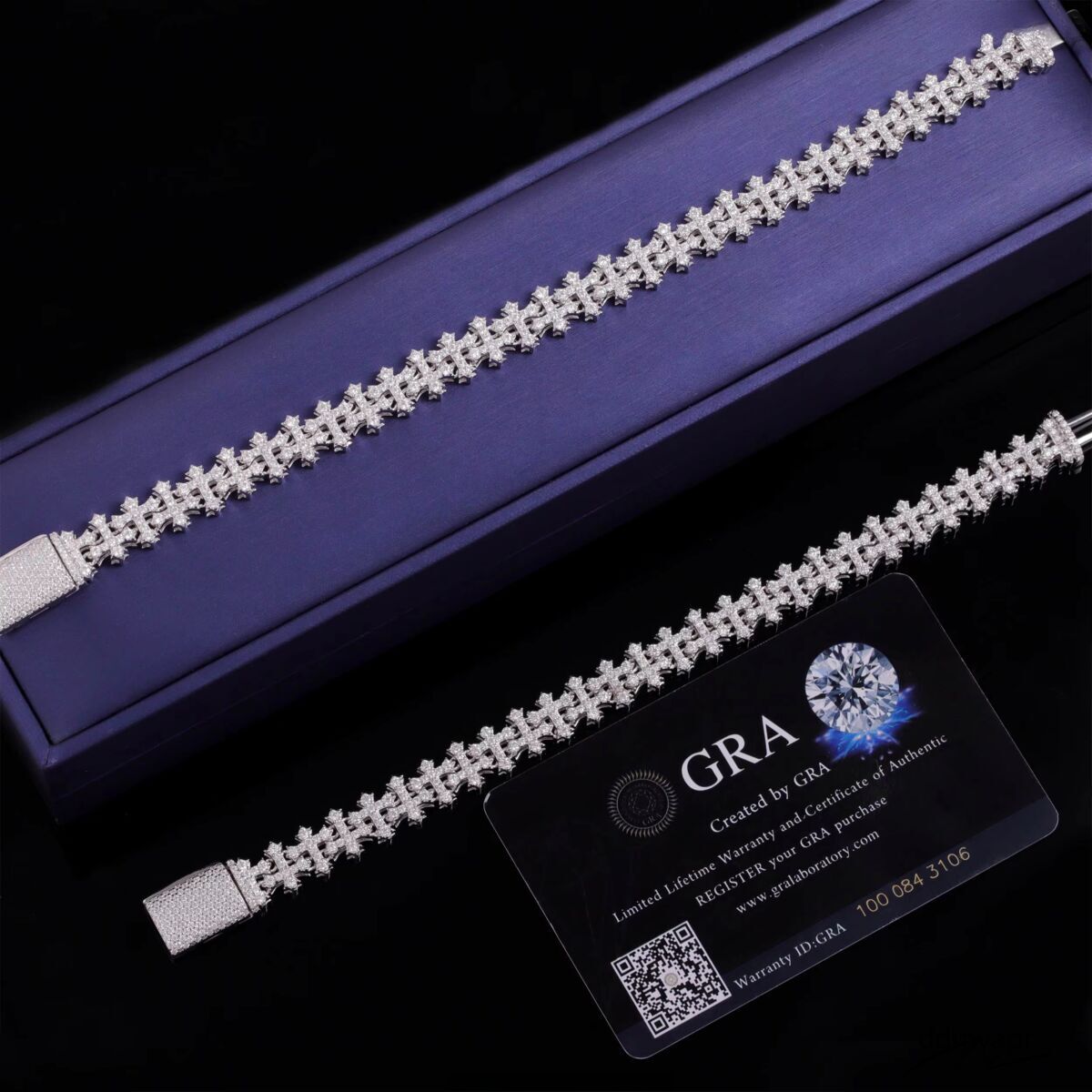 New Design Sterling Sier Gold Plated Link Bracelets Iced Out Vvs Moissanite Full Dia Ddmyday Cross Chain Bracelet Ddmyday