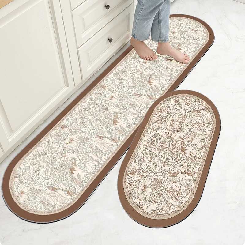 Style Kitchen Floor Mat Non-slip Washable Household Long Rugs Water-absorbing Oil-absorbing Pad Premium Kitchen Carpet H251129
