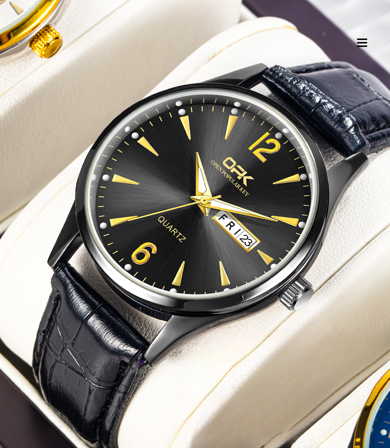 OPK Free Shipping New Designer Watch One Piece Dropshipping Hot Selling Simple Business Dual Calendar Quartz Watch Men's Watch Male Watch