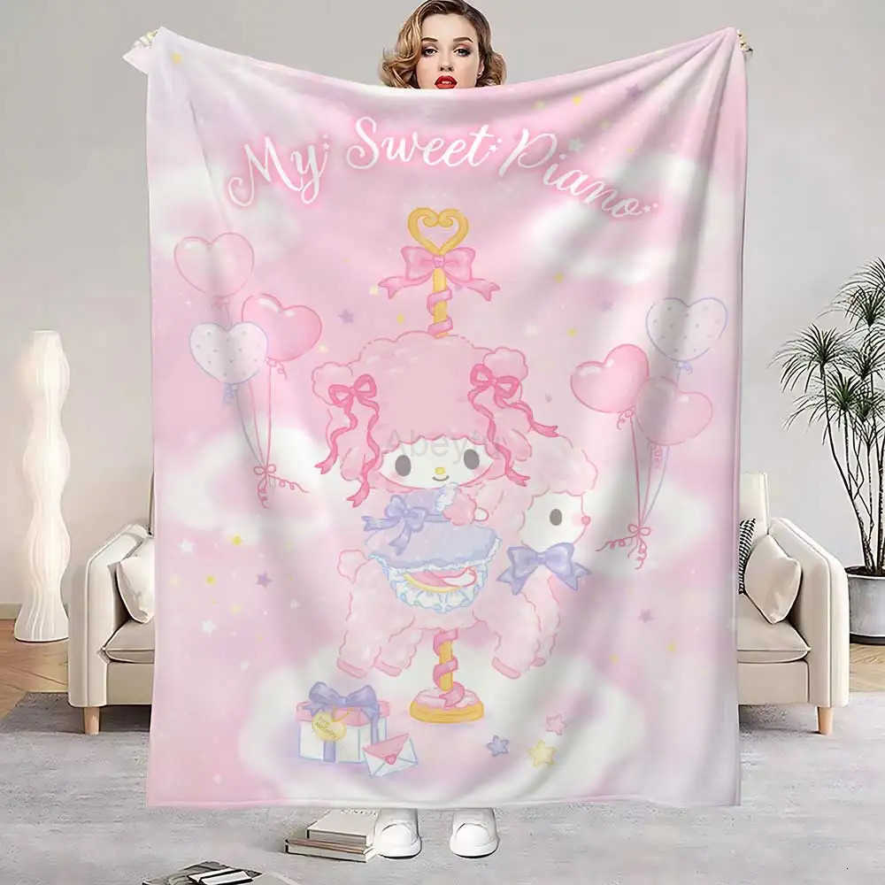 Sanrio Couch Throw Blanket for Bed Kawaii Piano Bedroom Decoration Home Decorative Sofa Blankets Bedspread the Warm Winter Knee Double H251201