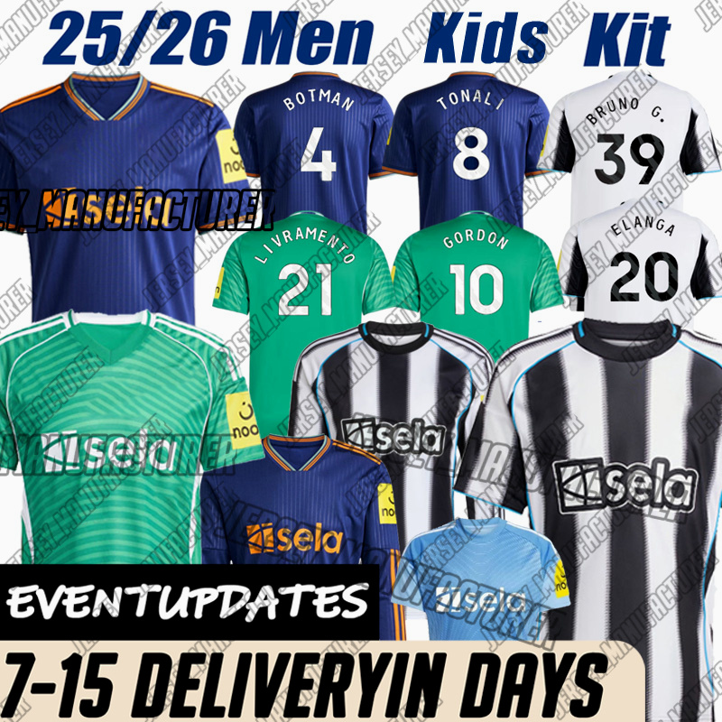 newcastled united 25 26 soccer lerseys Bruno G Elanga Gordon Botman Joelinton Tonali Livramento Willock Krafth long sleeves football shirt nufc